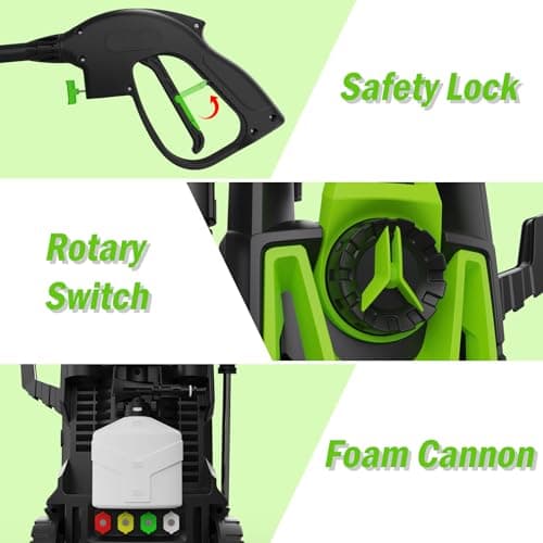 Electric Pressure Washer, 5000 PSI 3.2 GPM Power Washer with Foam Cannon, High Pressure Cleaning Machine with 35 FT Power Cord and 20 FT Hose, Hose Reel, 4 Connect Nozzles for Car/Patio/Fence