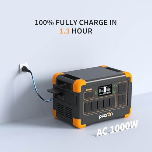pecron Portable Power Station E1000LFP, 1024Wh LiFePO4 Battery Backup, 1800W Solar Generator Expandable to 4096Wh, Fast Charging Power Station for Emergencies, Camping, RV, Home Use