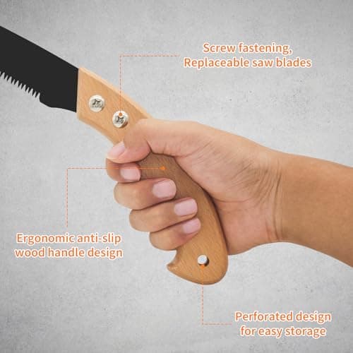 BOOSDEN 11'' Hand Pruning Saw, Japanese Trim Saw with Wood Handle, Hand Saws for Tree Trimming, Camping, Woodworking, Gardening