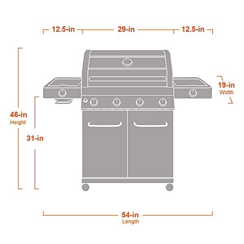 Monument Grills Larger 4-Burner Propane Gas Grills Stainless Steel Cabinet Style with Clearview® Lid, Knob Controls, Built-In Thermometer, Infrared Side Sear Burners & Side Burners