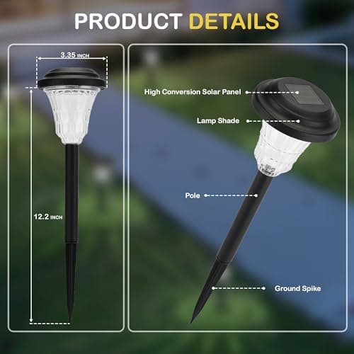 Solar Pathway Lights Outdoor Waterproof, 8 Pack 6500K Solar Garden Lights with Auto On/Off, Bright Outdoor Garden Decor for Yard Patio Walkway Lawn Landscape, Cold White