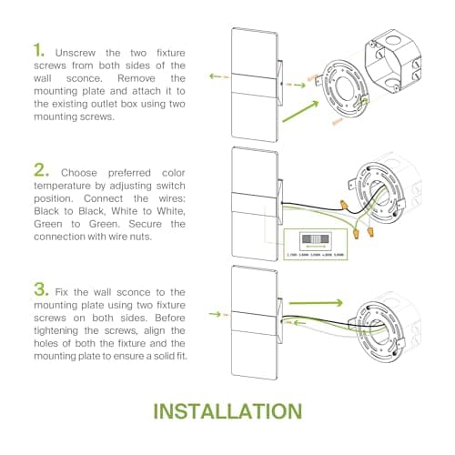 ASD 12 Inch LED Indoor Wall Sconce - Modern Interior 12W 2700K-5000K Adjustable Dimmable Wall Mounted Light Fixtures, Acrylic Glass Wall Lights for Stairway, Hallway - UL, Matte Black
