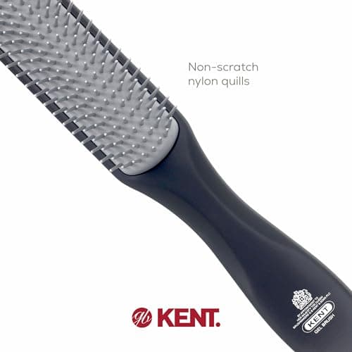 KENT KFM3 Gel Styling Hair Brush for Men, 9 Row Men's Hair Brush with Ionic Anti Static Bristles, Detangling and Smoothing Short to Medium Length Hair