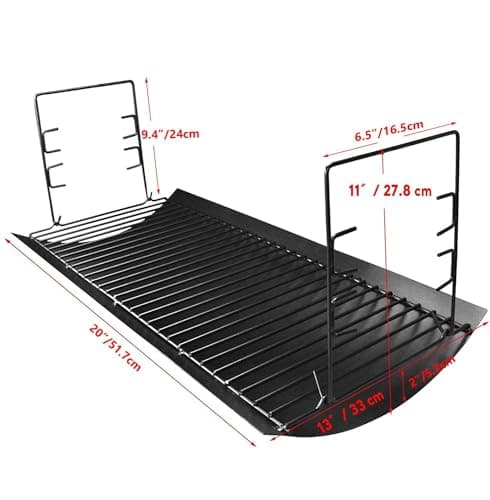 Uniflasy 20 Inches Ash Pan/Ash Grate for Chargriller 5050, 5072, 5650, 2123, 2223, 2823 Charcoal Grills, Char-Griller Model 200157, Chargriller Replacement Part with 2pcs Fire Grate Hanger