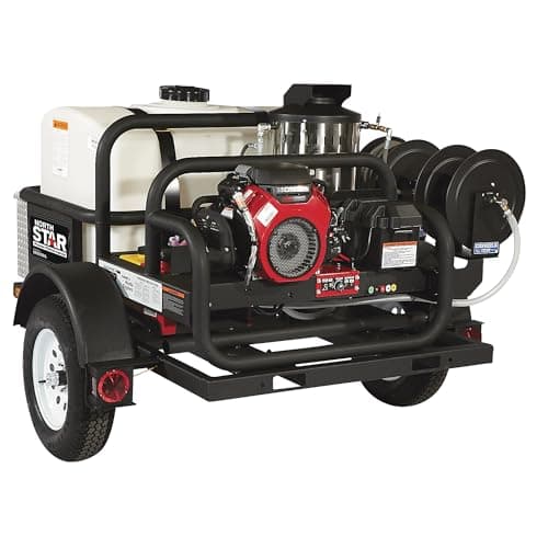 NorthStar Trailer-Mounted Portable Hot Water Commercial Pressure Power Washer - 4000 PSI, 4.0 GPM, Direct Drive, Honda Engine, 200-Gal. Water Tank