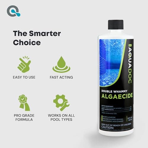 Copper Pool Algaecide for Swimming Pool - 90 Day Algaecide for Inground Pool to Prevent and Remove Pool Algae - Super Algaecide for Pool Opening - AquaDoc 32oz