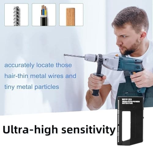 Wpp123 Wall Scanner Metal Detector, Adjustable Alert for Pipes and Wires,Black (Black)
