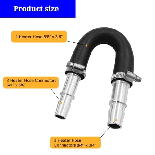 626-001 Upgrade Aluminum Engine Heater Core Bypass Kit with 5/8" 3/4" Hose Fit for Most Common Heater Hoses (with seal tape & cap)