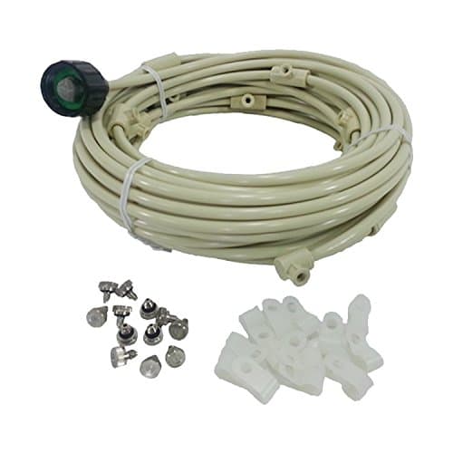 Patio Misting Kit - Pre- Assembled Misting System - Simply unpack and Attach - Cools temperatures by up to 30 Degrees - for Patio, Pool and Play Areas (60 Feet - 16 Nozzles)