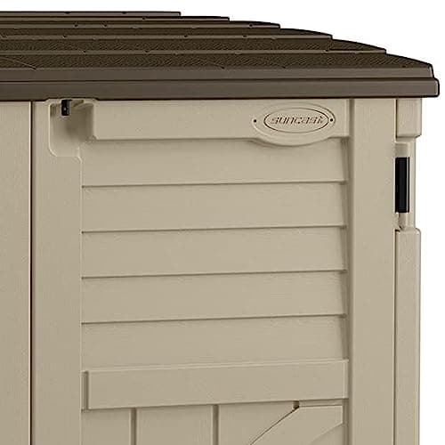 Suncast 34 Cu. Ft. Horizontal Shed for Outdoor Storage w/ Locking System, Sand/Slate