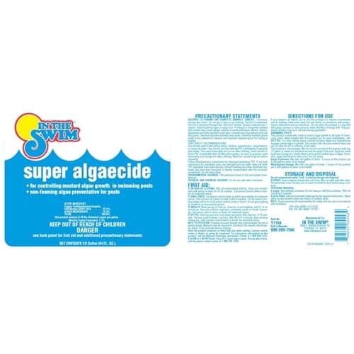 In The Swim Super Algaecide for Above Ground or Inground Swimming Pools – Low Odor, Non-Foaming Preventative for Yellow/Mustard Algae in Swimming Pools - 7.1% Chelated Copper – 1 Quart