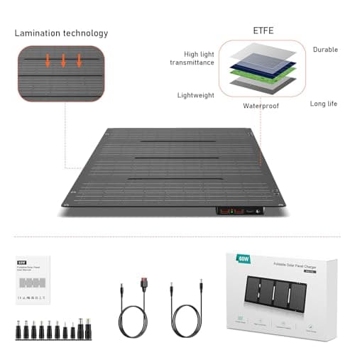 Portable Solar Power Station with Foldable 60W Solar Panel with Power Bank Bag, 110V 300W Generator Power Pack with AC Outlet for Camping Power Outage RV Outdoor Life