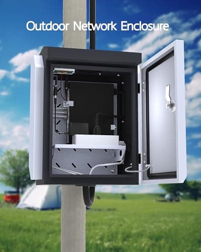 Outdoor Electrical Box with Thermostat and Fan, Precise Temperature Control 0.1°F, IP65 Water Resistant Rating, Galvanized Steel, Aluminum Rear Beam(15.7"x12.6"x9.6")