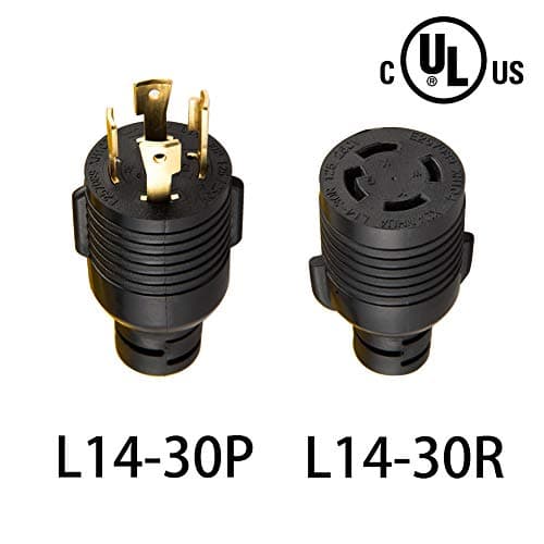 75FT Heavy Duty Generator Locking Power Cord NEMA L14-30P/L14-30R,4 Prong 10 Gauge SJTW Cable, 125/250V 30Amp 7500 Watts Yellow Generator Lock Extension Cord with UL Listed