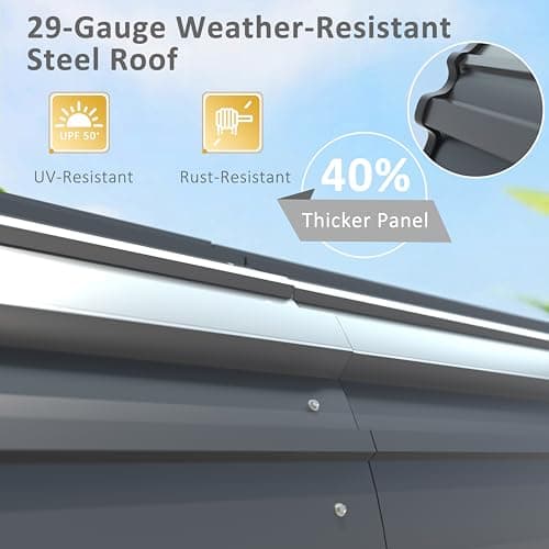 MUPATER 20' x 20' Outdoor Heavy Duty Metal Carport, Garage Car Shelter Shade, Carport Canopy with Heavy Metal Frame, Roof and Bolts for Car, Trucks, Boats, Grey