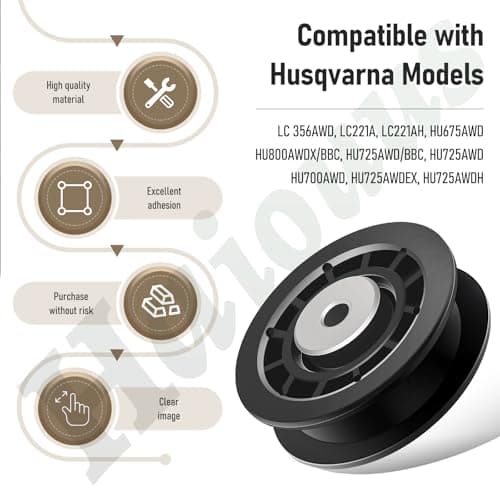 587973001 587969201 Idler Pulley Assembly Compatible With Husqvarna Craftsman Walk-Behind Lawn Mowers, for Lawn Mower Decks Idler Pulley HU725AWD/BBC, HU725AWDHQ, LC221RH Replaces Previous 581904001
