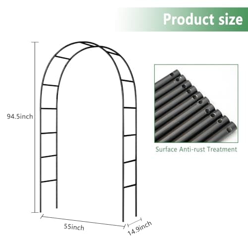 7.9 Ft H x 4.6 Ft W Metal Pergola Arbor, Easy to Assemble, for Various Climbing Plant Wedding Garden Arch Bridal Party Decoration Wide Arbor, 1 Pack