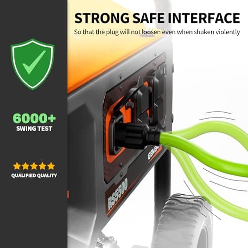 25Feet 30 Amp Generator Extension Cord 4 Prong,Heavy Duty NEMA L14-30P/L14-30R,125/250V 7500W,Green 10 Gauge STW Twist Locking Generator to House Power Cords with Cord Organizer,ETL Listed