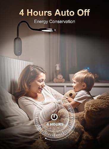 deeloop LED Wall Mounted Reading Light for Bed, Book Light for Wall Bedside Lamp with USB Output, 4 Hour Auto-Off Timer Lights，Eye-Caring Reading Lamp with 5 Dimmable 360° Gooseneck Headboard Light