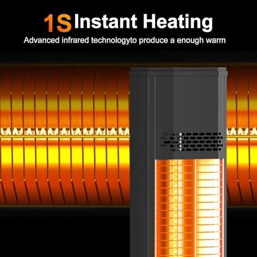 Outdoor Patio Heater with 9 Heat Levels,Space Heater for Garage Backyard Room Indoor,1500W Fast Electric Infrared Heater,9H Timers,Waterproof,Child Lock,Black Medium