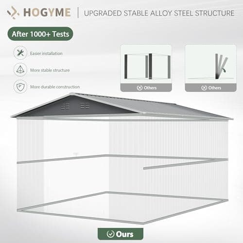 10 x 12 FT Outdoor Storage Shed, Large Metal Tool Sheds with Updated Frame Structure and Lockable Doors, Garden Shed for Backyard Garden Patio Lawn, Grey