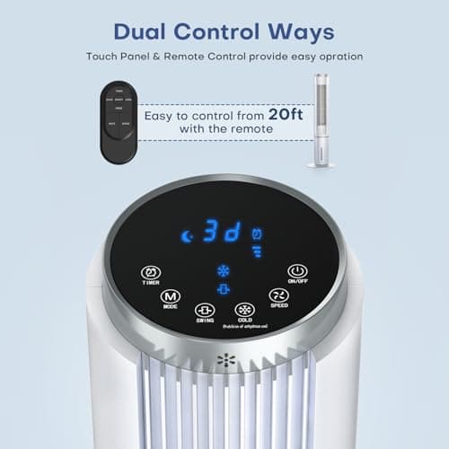 42 INCH Portable Air Conditioners w/LED Touch Screen, 4 Mode&3 Speed,1-Gal Tank for 15H Cooling Evaporative Air Cooler,12H Timer, No Hose No Window Needed, 90° Oscillating AC Unit for Bedroom