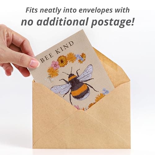Bentley Seed Co. | Bee Kind Pollinator | Beautiful Bee Art | Environmental Favors Cards for Guests Seed Packets | Pollinator Wildflower Mix Seed Packets | Eco-Friendly Hand Out Gift | 25 Pack