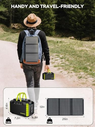 MARBERO Solar Generator 150W Peak 150Wh Portable Power Station with Solar Panel Included Camping Power Supply with AC Outlet DC USB Ports for Outdoor RV Fishing Emergency
