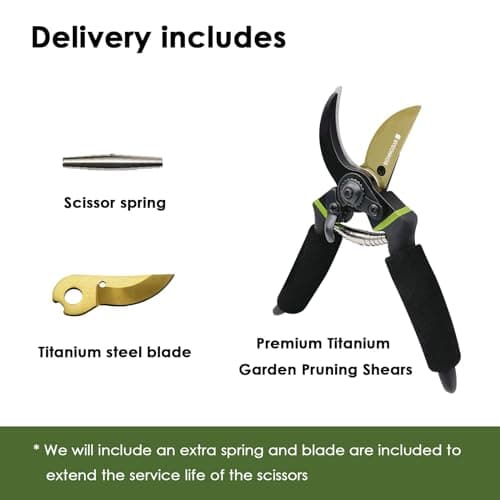 Secateurs, Premium Titanium Garden Pruning Shears, Gardening Scissors, Bypass, Ergonomic Shape, Garden Secateurs, Professional Hand Pruners, Hedge Shears