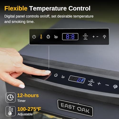 EAST OAK 30" Electric Smoker, Outdoor Smoker with Glass Door & Meat Thermometer, 725 Sq Inch Large Capacity, 4 Detachable Racks for Backyard BBQ, Party, Outdoor Cooking Night Blue