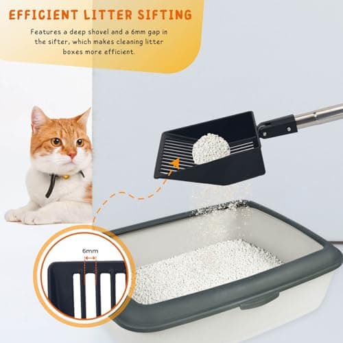KeFanta Cat Litter Scoop, 41in Metal Kitty Poop Scooper, Heavy Duty Stainless Steel Sifting Shovel with Long Handle for Chicken Coop