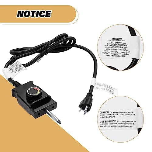 Adjustable Thermostat Controller Probe Cord for Masterbuilt Analog Electric Smokers , Thermostat Control with Power Cord Replacement Parts for Most Electric Smoker and Grills Heating Element