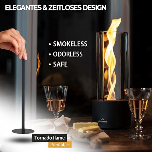 Tornado Tabletop Fireplace for Indoor and Outdoor Use – Premium Ethanol Fire Pit with Clear Glass, 60+ Min Burn, Perfect for Gatherings, Home Decoration, and Gift for Mother's Day