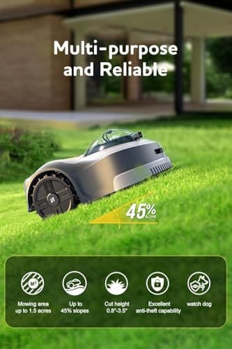 N2000 Robot Lawn Mower Perimeter Wire Free RTK,TOF,Vision Robotic Lawnmower 1.5 Acres,AI Assisted Mapping,Virtual Boundary,Multi Zone Management,APP Control,Cut Height 0.8"-3.5",Anti-Theft