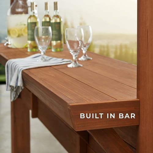 Backyard Discovery Ashland 14' x 10' Cedar Wood Pergola Kit with Trellis Roof, Built-In Bar Top, All-Season Durability, High-Wind Rating, PowerPort, Shade for Outdoor Patio, Deck, Garden, Entertaining