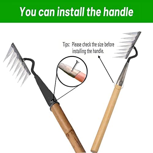 Garden Rake, Gardening Tools Heavy Duty Rake with 7 Metal Tines,Sharp Durable Garden Weeding Tools, All Steel Hardened Hoe Garden Hand Rake Tools for Backyard Lawn Loosening Planting Weeding (7 Tines)