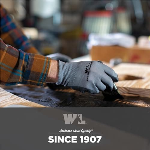 Wells Lamont Pack Nitrile Work Gloves | Lightweight, Abrasion Resistant, Blue/Grey | Large