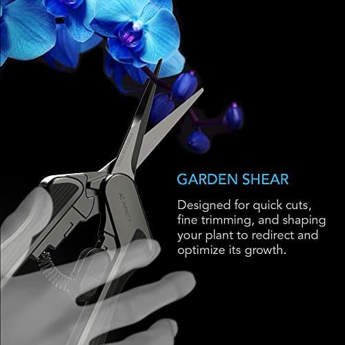 AC Infinity 6.6” Stainless Steel Pruning Shear, Lightweight Ergonomic Design, Straight Precision Blades with Nonstick Titanium Coating for Gardening, Hydroponics, Grow Tents