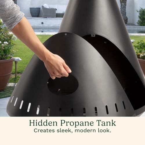 Cuisinart Chimenea Propane Fire Pit, 40,000 BTU Coated Steel Outdoor Propane Heater with Lava Rocks and Directional Heat, Adjustable Fire Pit with Safety Shutoff for Patios and More