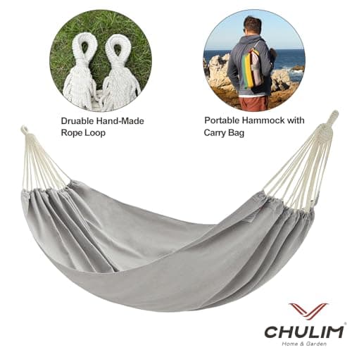 Brazilian Double Hammock with Tree Straps,Extra Large 94x63IN,2 Persons Hammock for Backyard Patio Outdoor and Indoor,450lbs Weight Capacity,Soft Woven Cotton Fabric - Light Grey