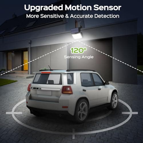 Adiding Solar Outdoor Lights, 3500LM LED Flood Lights with 16.4 Ft Cable, Remote Control Solar Motion Sensor Lights with 3 Modes, Solar Powered Security Lights for Outside Patio, Yard, Garage, 2 Pack