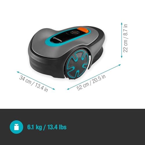 GARDENA 15201-20 SILENO Minimo - Automatic Robotic Lawn Mower with Bluetooth app, Boundary Wire - for lawns up to 2700 Sq Ft, Made in Europe, Grey