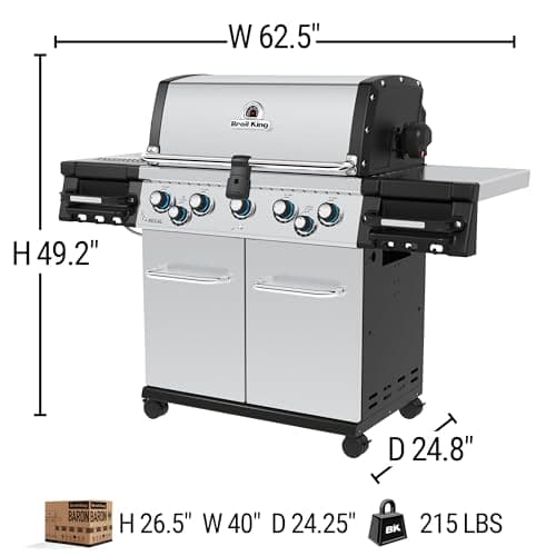 Broil King 958944 Regal S 590 Pro IR Propane Gas Grill, 5-Burner, Stainless Steel