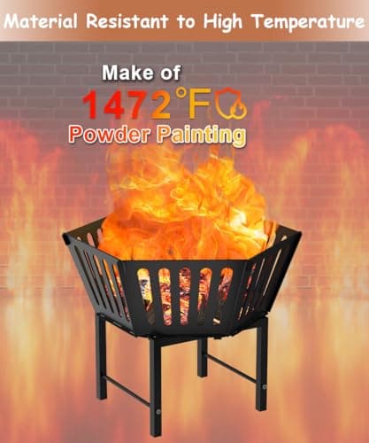 22.5 Inch Portable Plug Fire Pit for Camping, Heightened Detachable Outdoor Wood Burning Firepits for Outside Patio Heating, Picnic, Bonfire and BBQ with Carrying Bag, Vertical Hollow Style