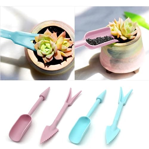 Transplanting Tool Set, 2Pc Small Plastic Sowing Digging Tools Kit Seedling Extractor, Mini Garden Seedling Tools for Home Planting Succulents Indoor Outdoor Widger Digging 2 Color (Blue)