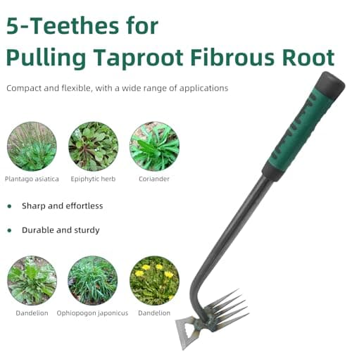 Weed Puller Tool, Gardening Hand Weeder Tool, 5 Teeth Manganese Steel Forged Hand Pulling Weeder, New Weeding Artifact Uprooting Weeding Tool for Vegetable Gardening Backyard Farm Planting & Weeding
