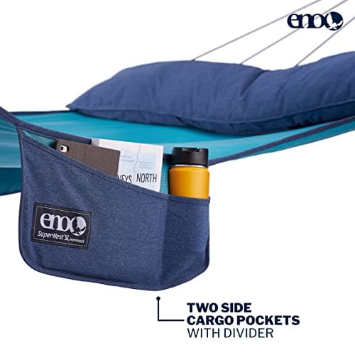 ENO SuperNest SL Hammock - 1 to 2 Person Backyard Hammock - Outdoor Patio Furniture for Backyard, Lawn, or Balcony - Coastal Blue