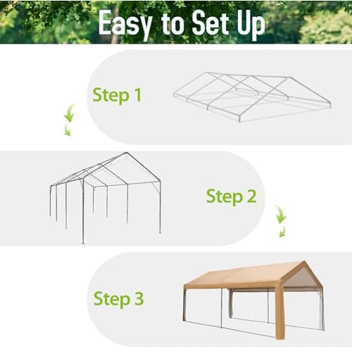 MFSTUDIO Carport 10x20 ft, Heavy Duty Carports Car Canopy Tent with Removable Sidewalls Doors, Portable Garage Waterproof UV-Resistant Car Ports for Camping SUV, Cars, Trucks, Boats, and Vehicles