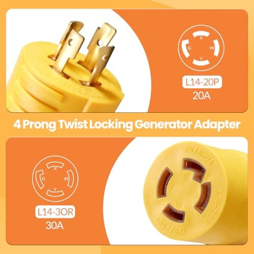 20Amp to 30Amp Adapter , L14-20P to L14-30R Twist Lock Adapter ,20 Amp 125/250V to 30 Amp Generator Plug for RV, Campsites, Household,Emergency Backup