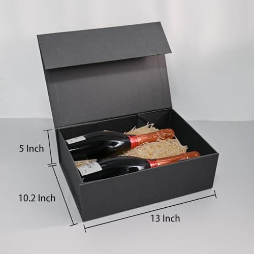 LIFELUM Gift Box 13''x10''x5'' Large Black Mother's Day Gift Boxes with Magnetic Lids Luxury Gifts Box for Mom Groomsman Proposal Contains Card, Ribbon, Filler Birthday Gift Packging